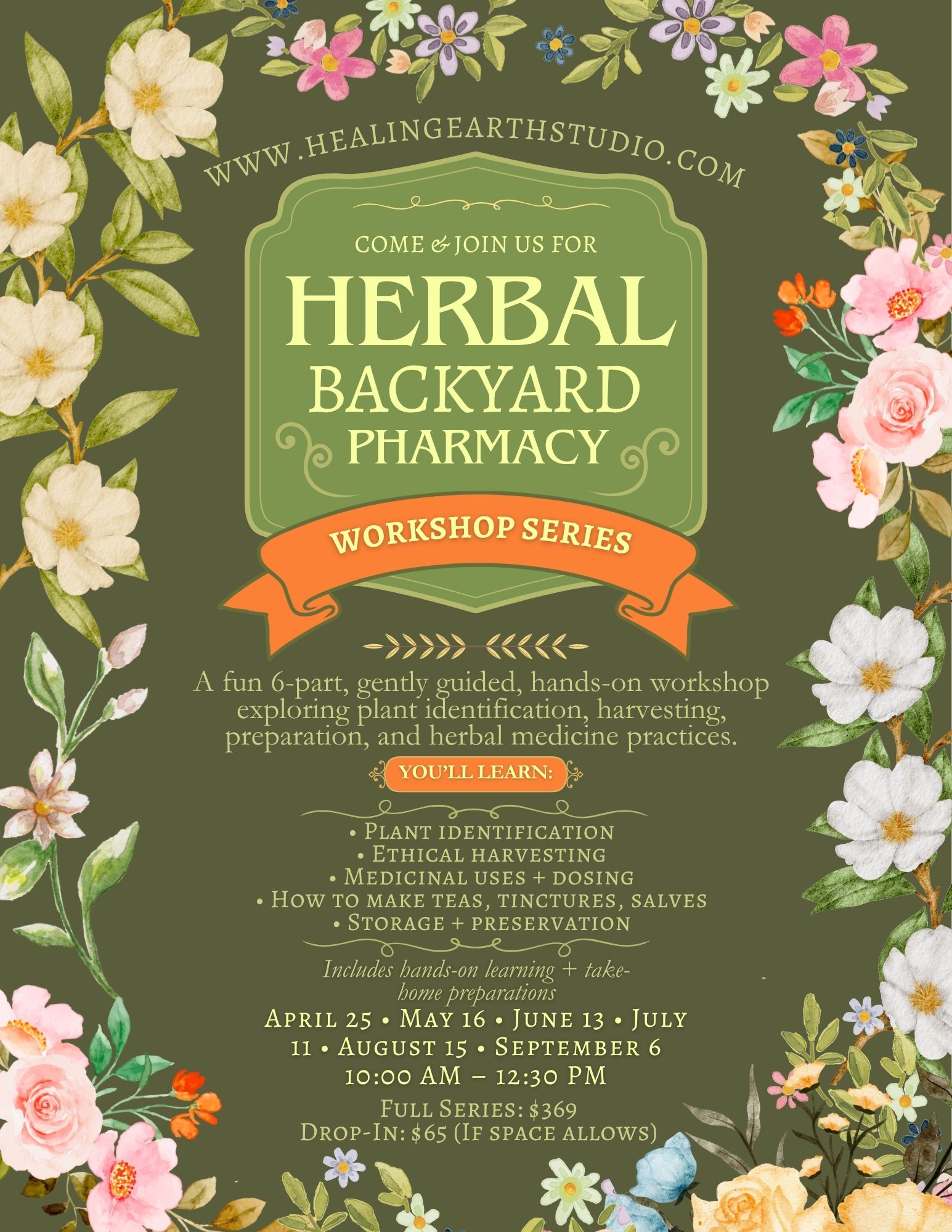 Green & Orange Floral Community Garden Club Flyer